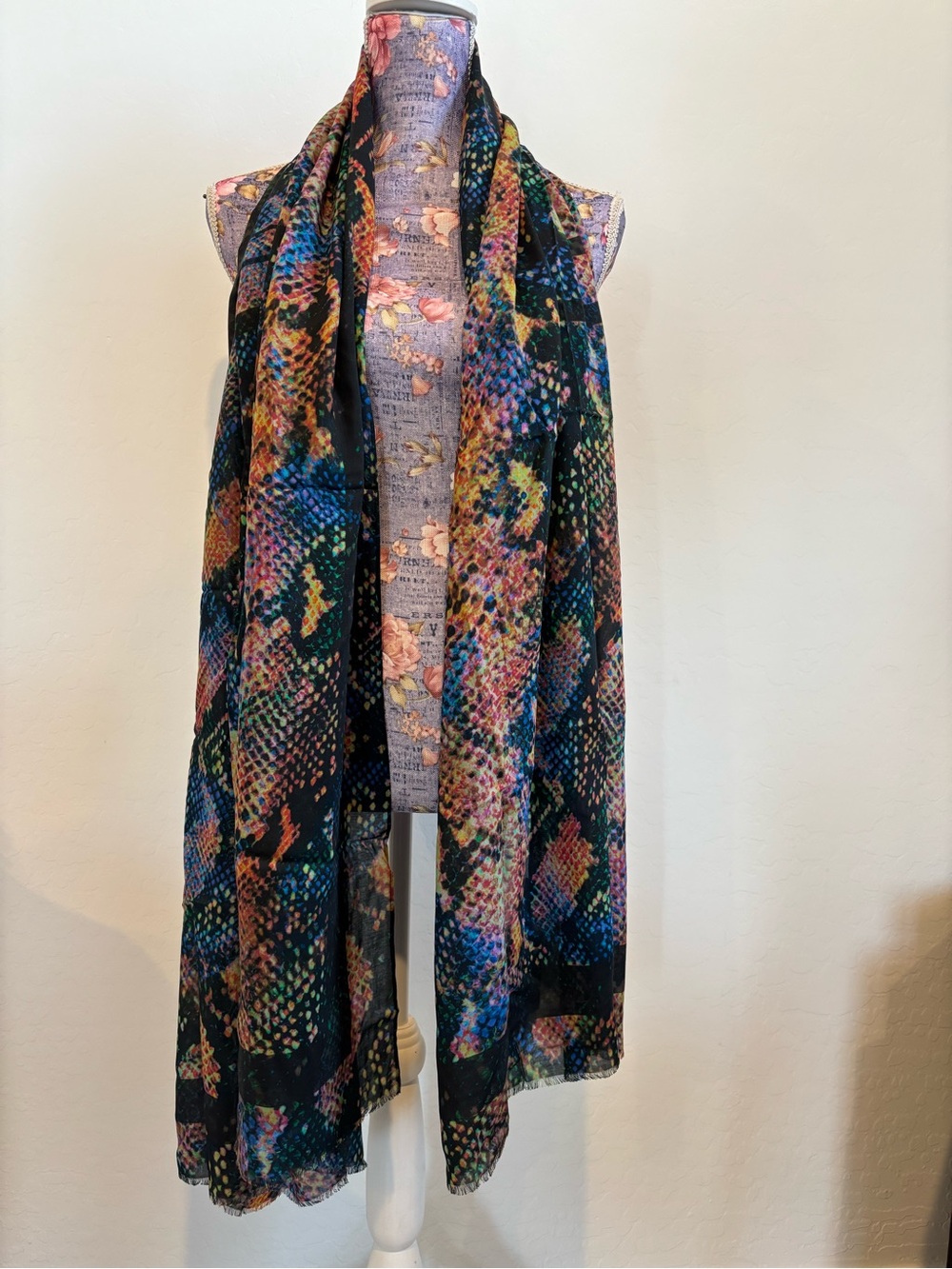 AllSaints Tahoe Oblong Multicolor Abstract Print Scarf